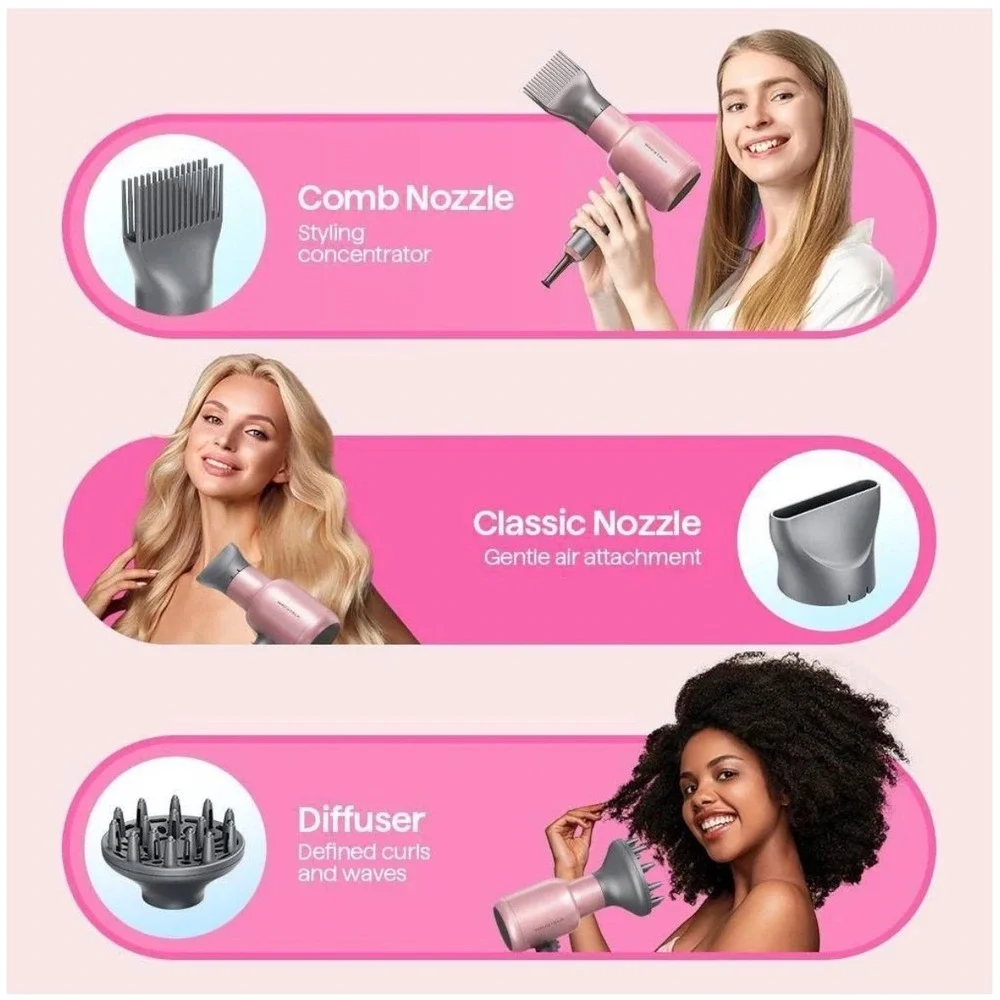 Wavytalk Blown Away Ionic Hair Dryer Rose Gold 1875W Model GL-5917BDC-1 NEW